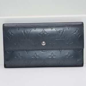 Louis Vuitton Navy Blue Matte Vernis Sarah International Wallet